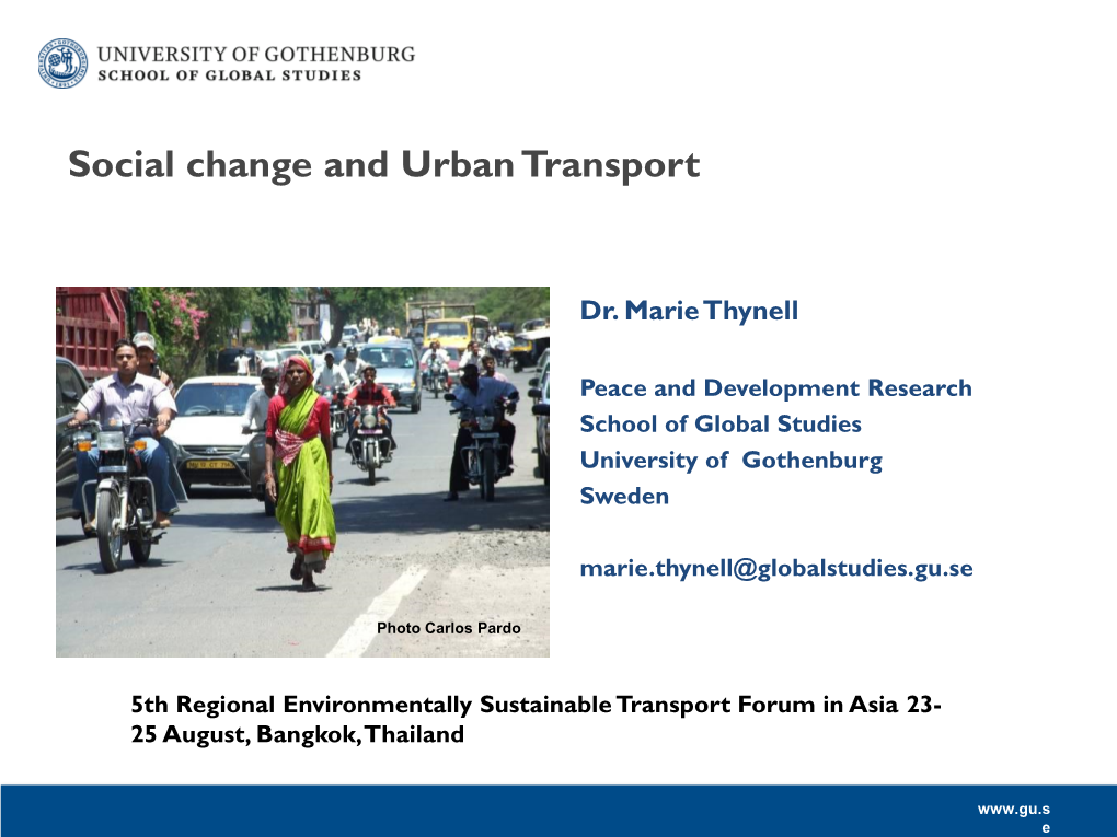 Social Change and Urban Transport