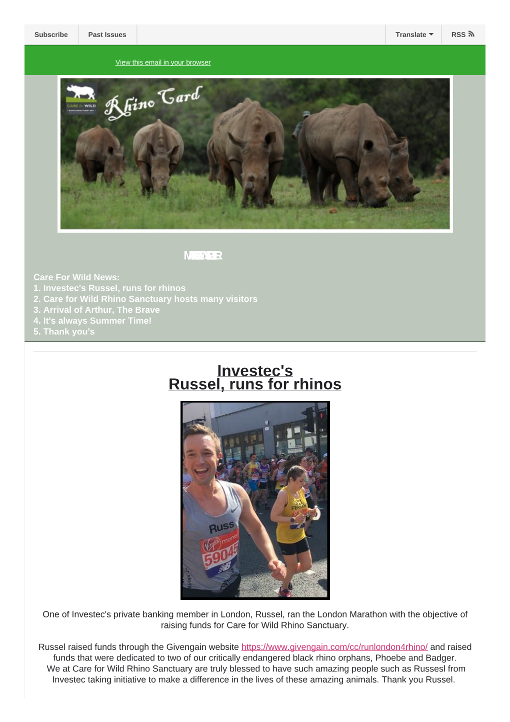 May Rhino Newsletter