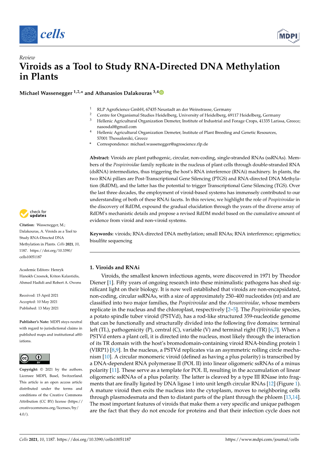 Viroids As a Tool to Study RNA-Directed DNA Methylation in Plants