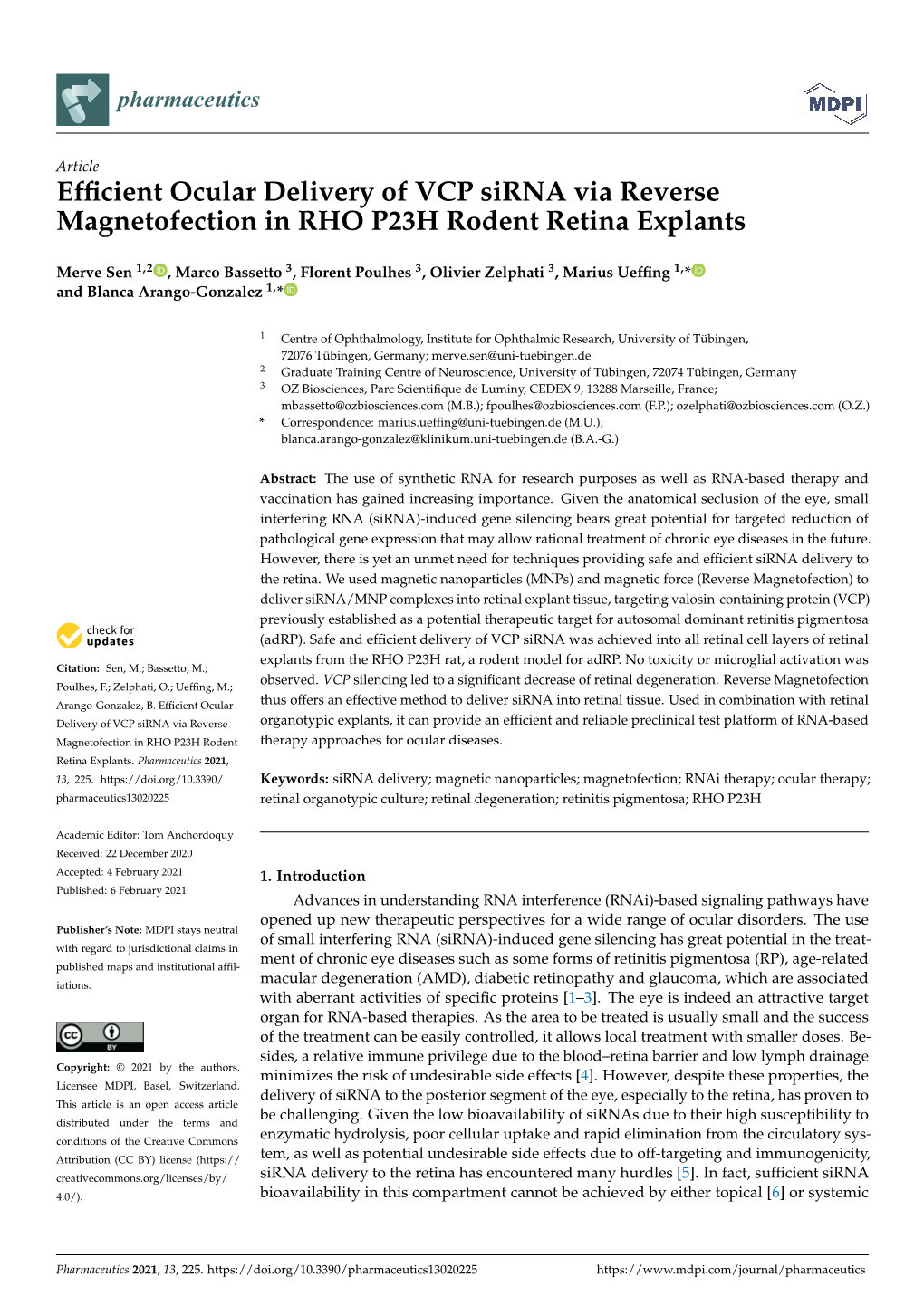 Efficient Ocular Delivery of VCP Sirna Via Reverse Magnetofection In