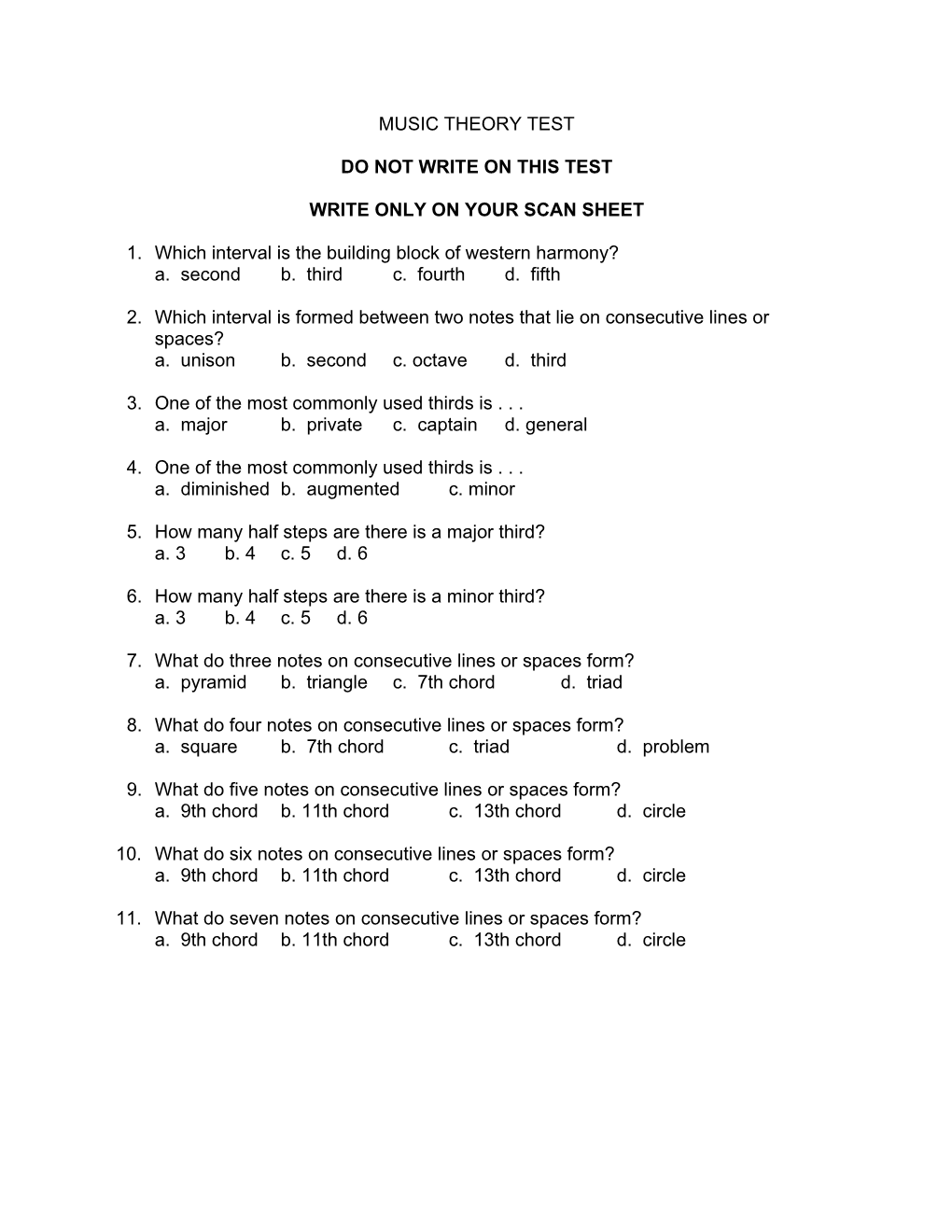 Do Not Write on This Test