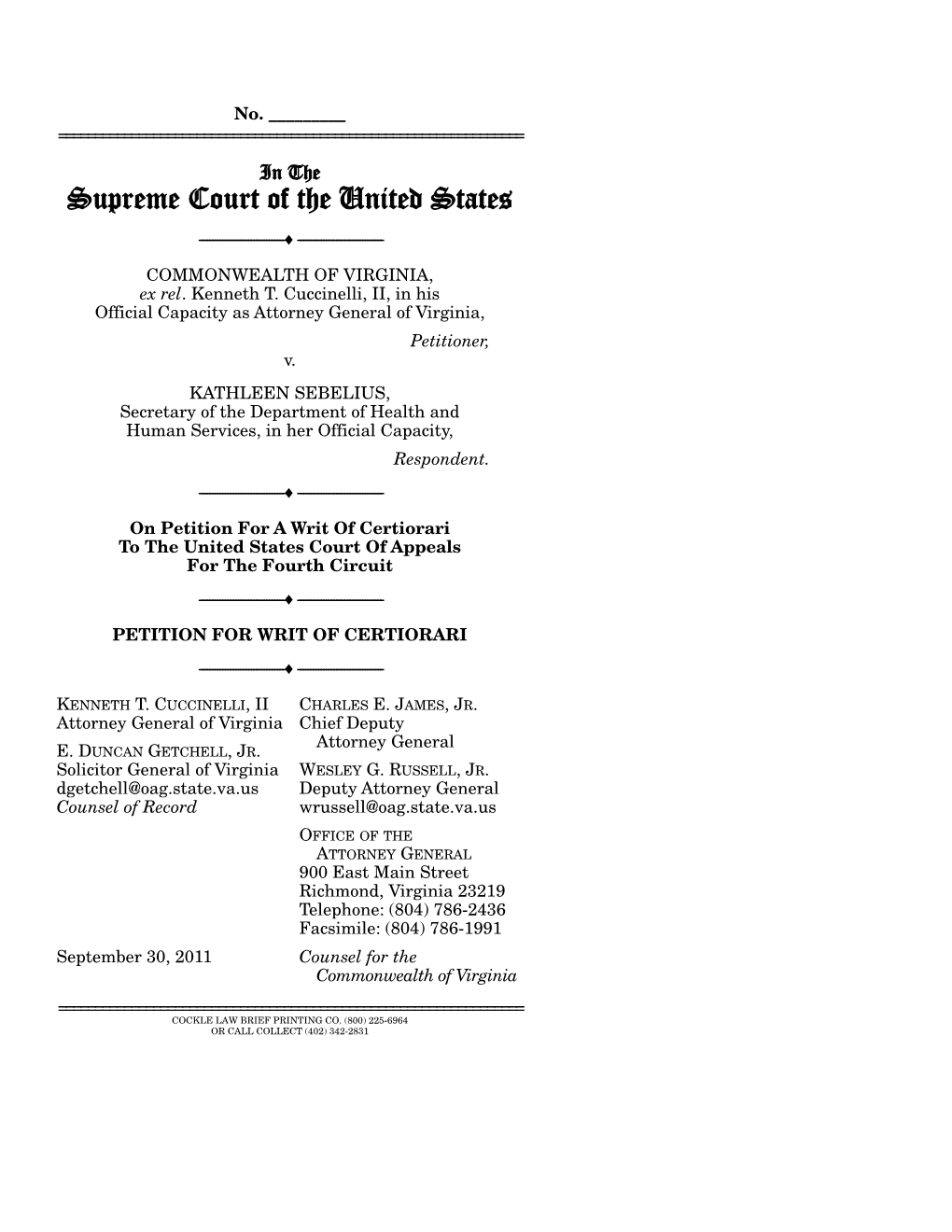 Petition for Certiorari to the Eleventh Circuit