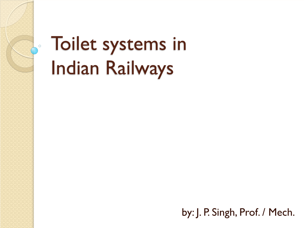 Toilet Systems in Indian Railways