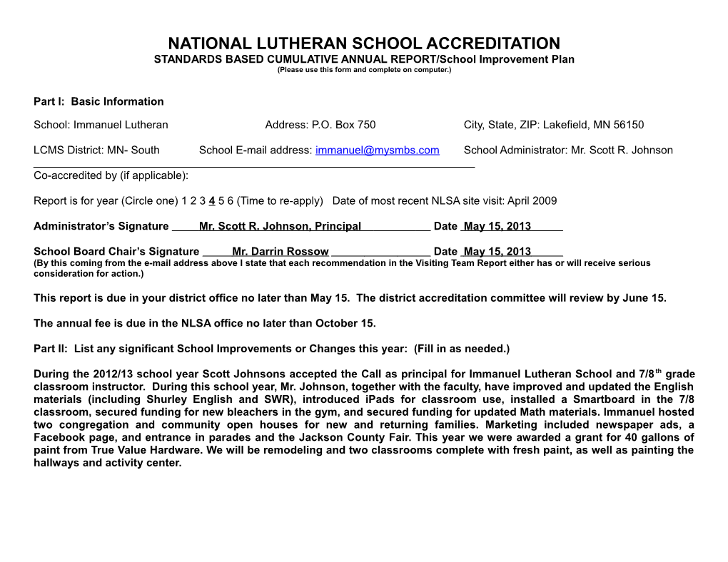 National Lutheran School Accreditation