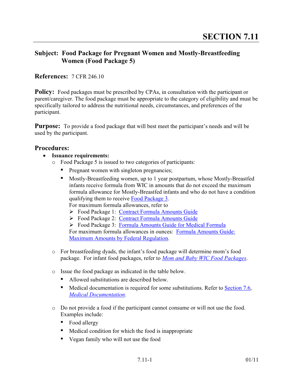 Food Package 5: Pregnant and Mostly-Breastfeeding Women