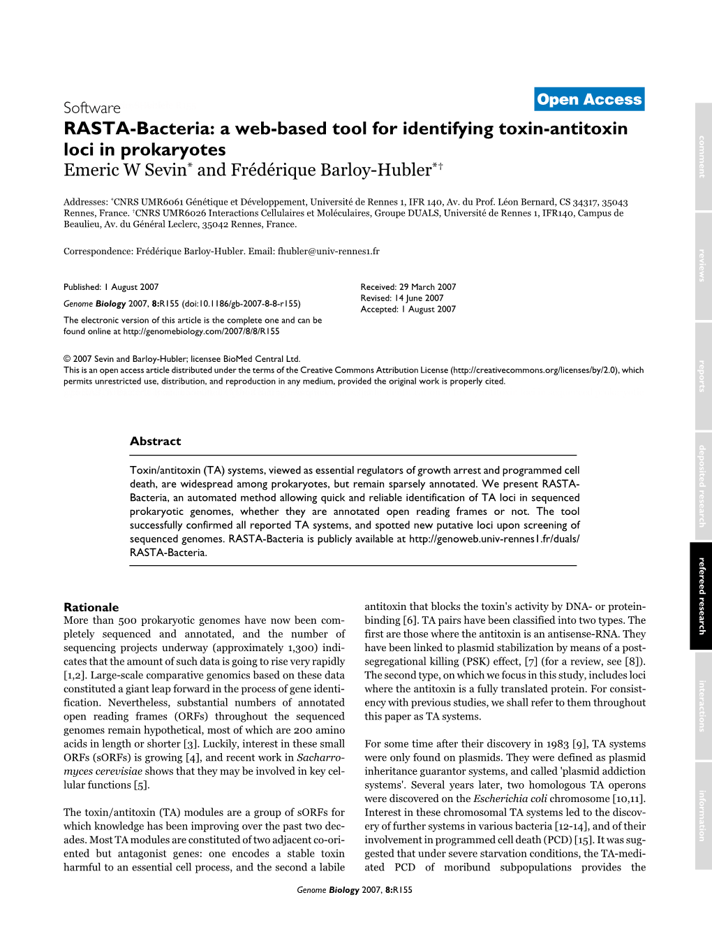 A Web-Based Tool for Identifying Toxin-Antitoxin Loci in Prokaryotes