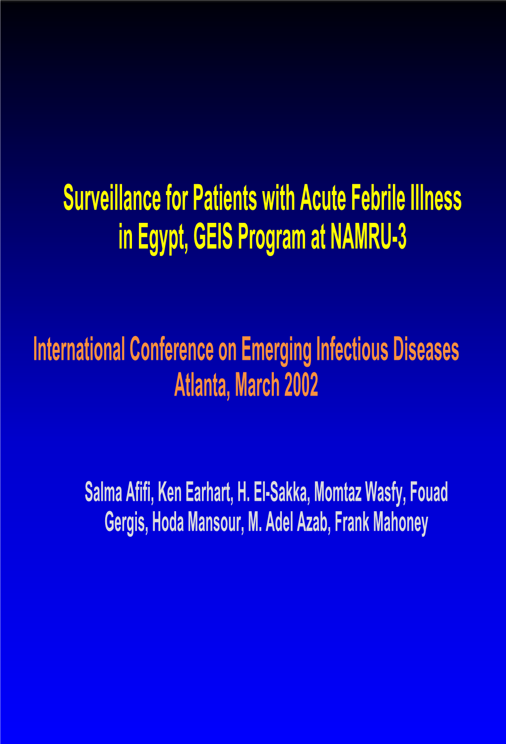 Brucellosis Seasonal Distribution Acute Febrile Illness Surveillance (AFI) -- Egypt, March 99- August 01