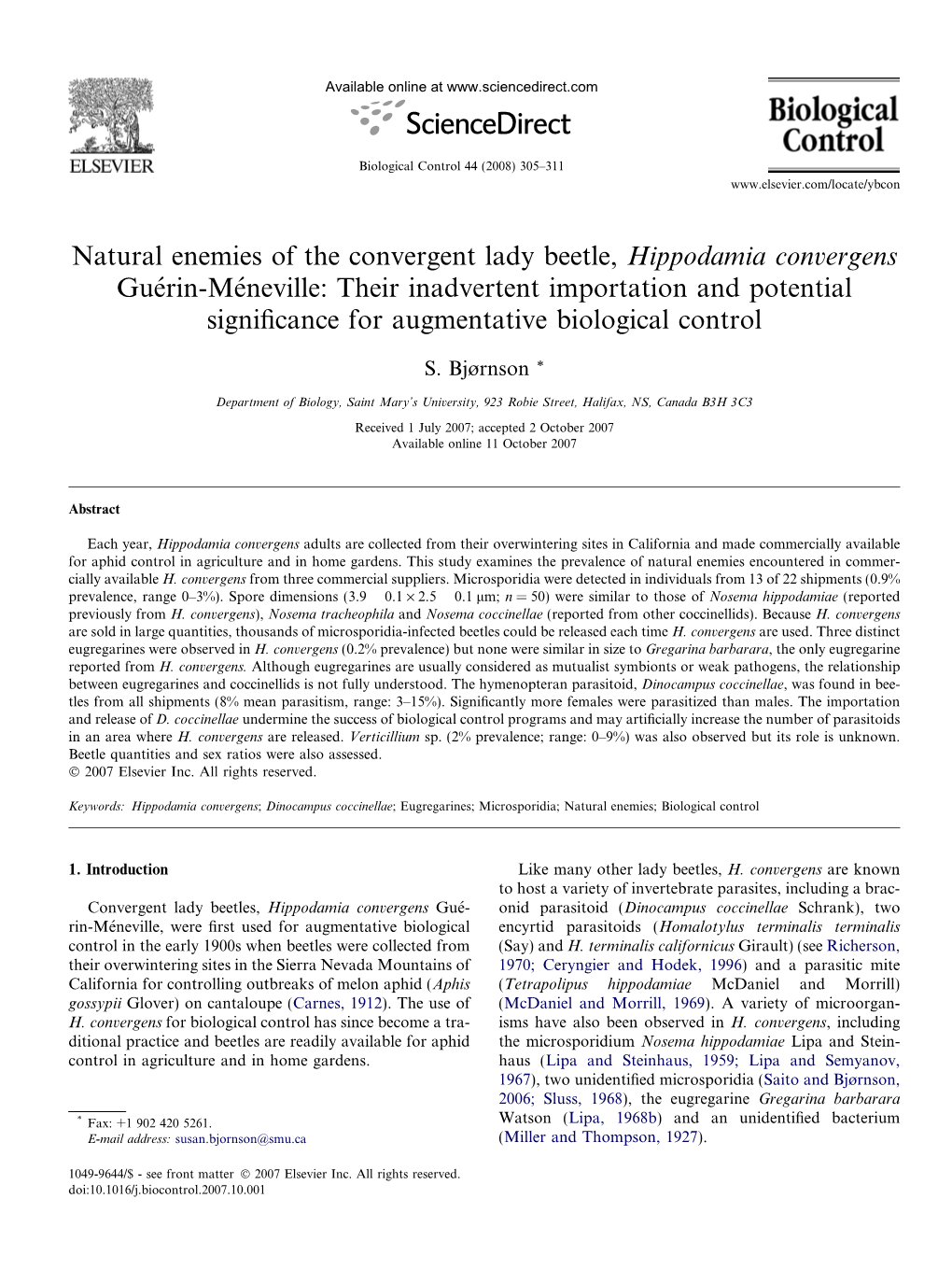 Natural Enemies of the Convergent Lady Beetle, Hippodamia