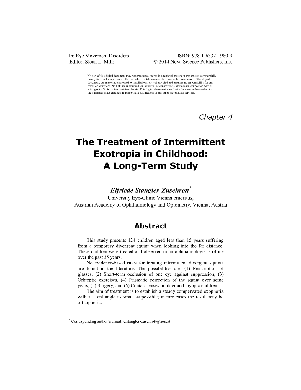 The Treatment of Intermittent Exotropia in Childhood: a Long-Term Study
