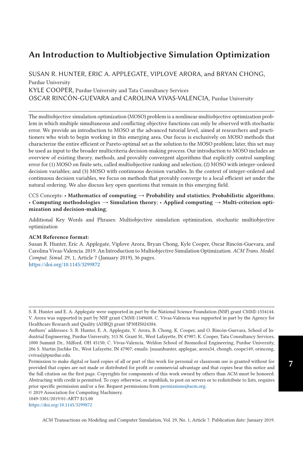 7 an Introduction to Multiobjective Simulation Optimization