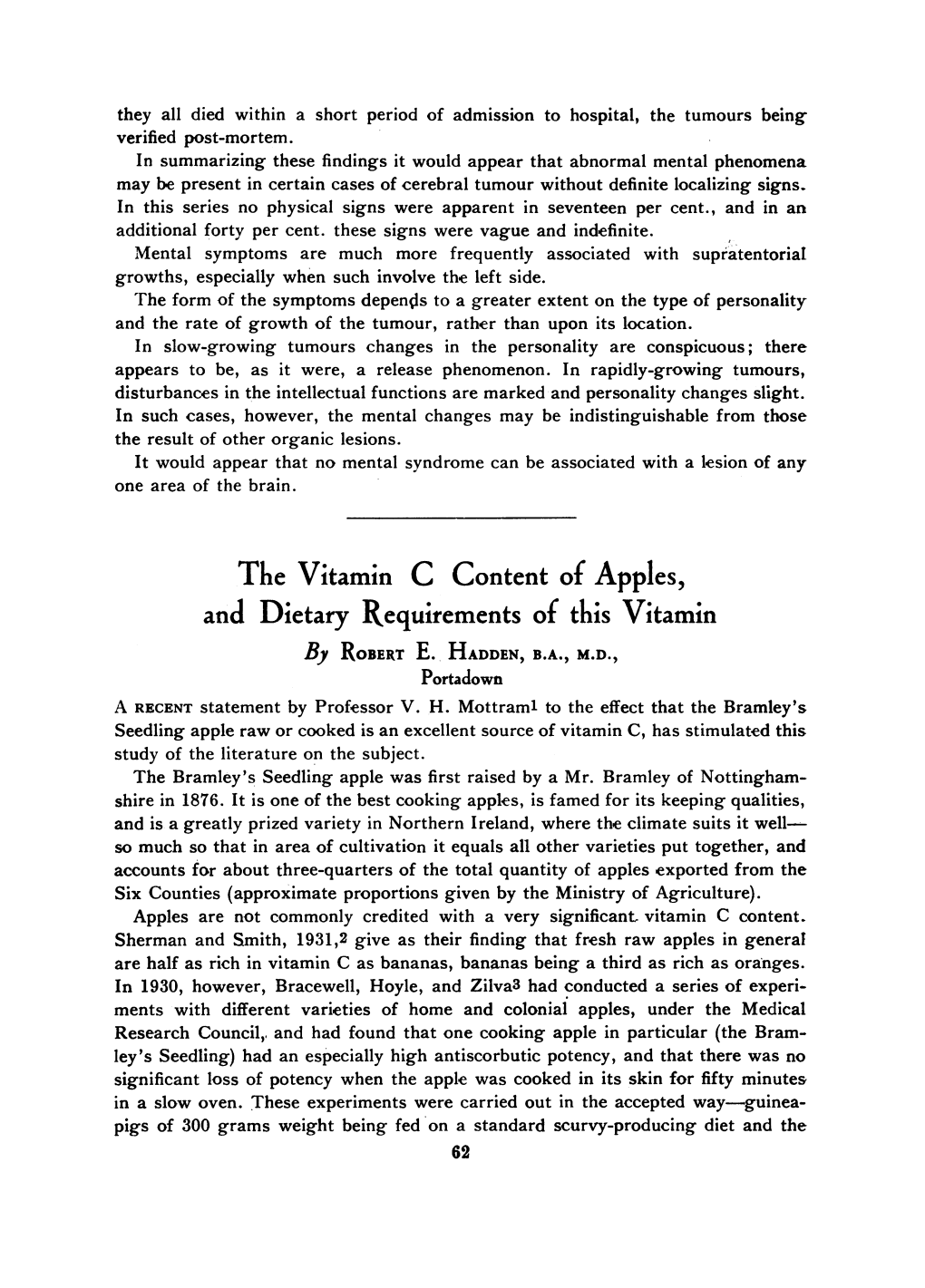 The Vitamin C Content of Apples, and Dietary Requirements of This Vitamin by ROBERT E