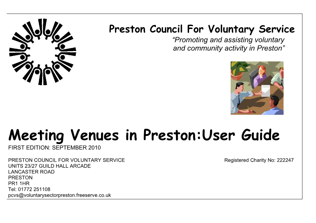 Meeting Venues in Preston:User Guide FIRST EDITION: SEPTEMBER 2010