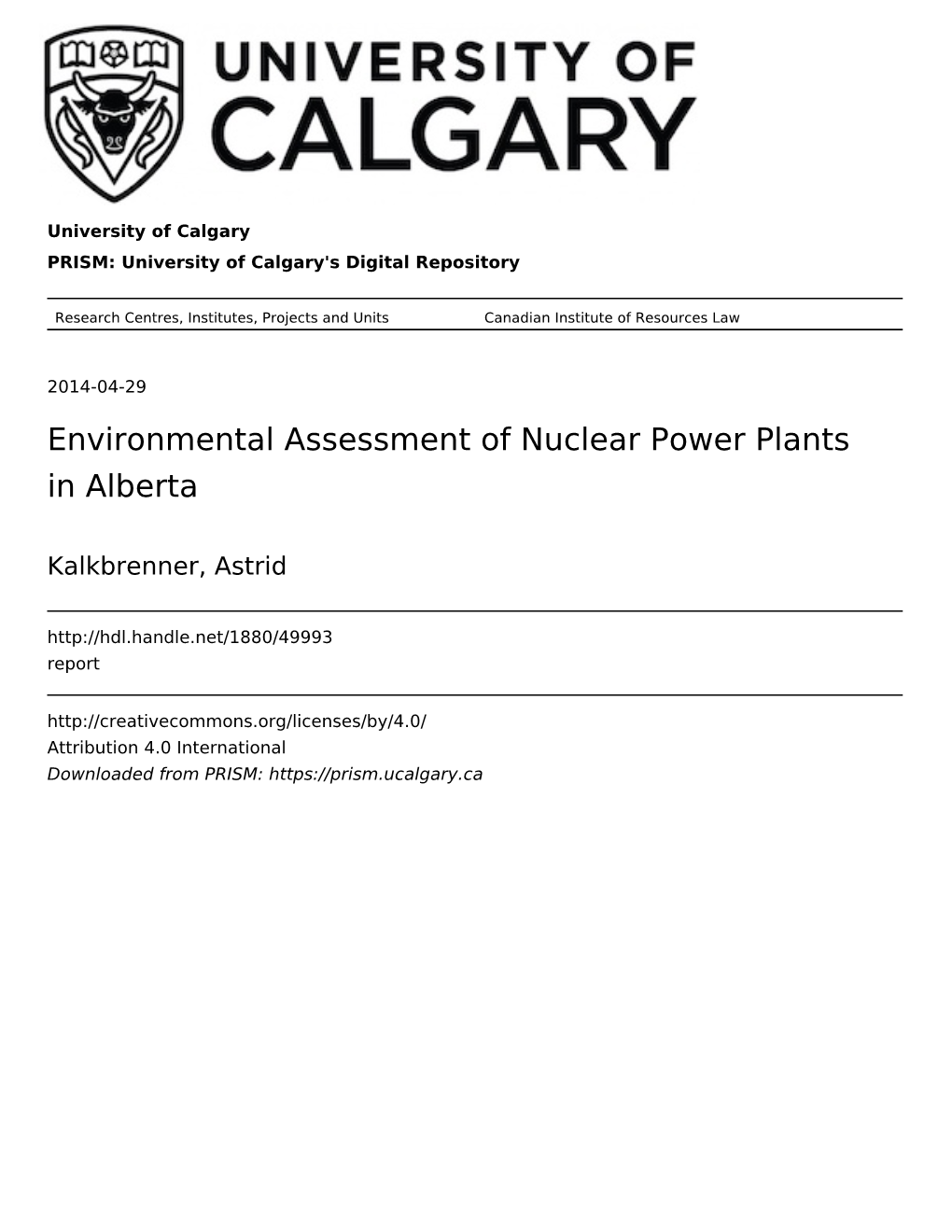 Environmental Assessment of Nuclear Power Plants in Alberta