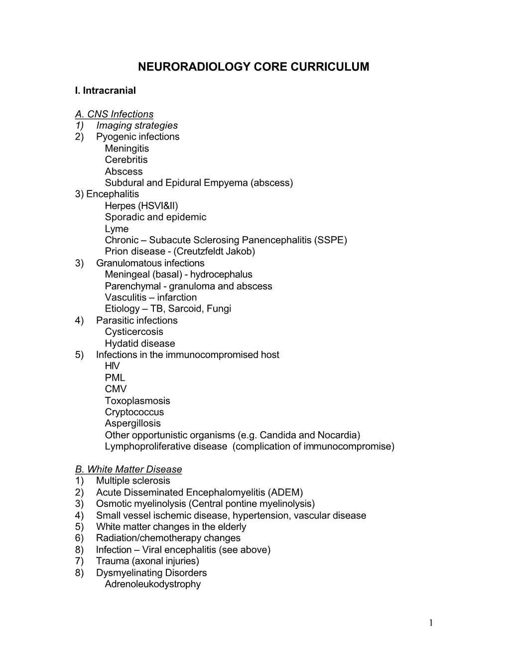 Neuroradiology Core Curriculum