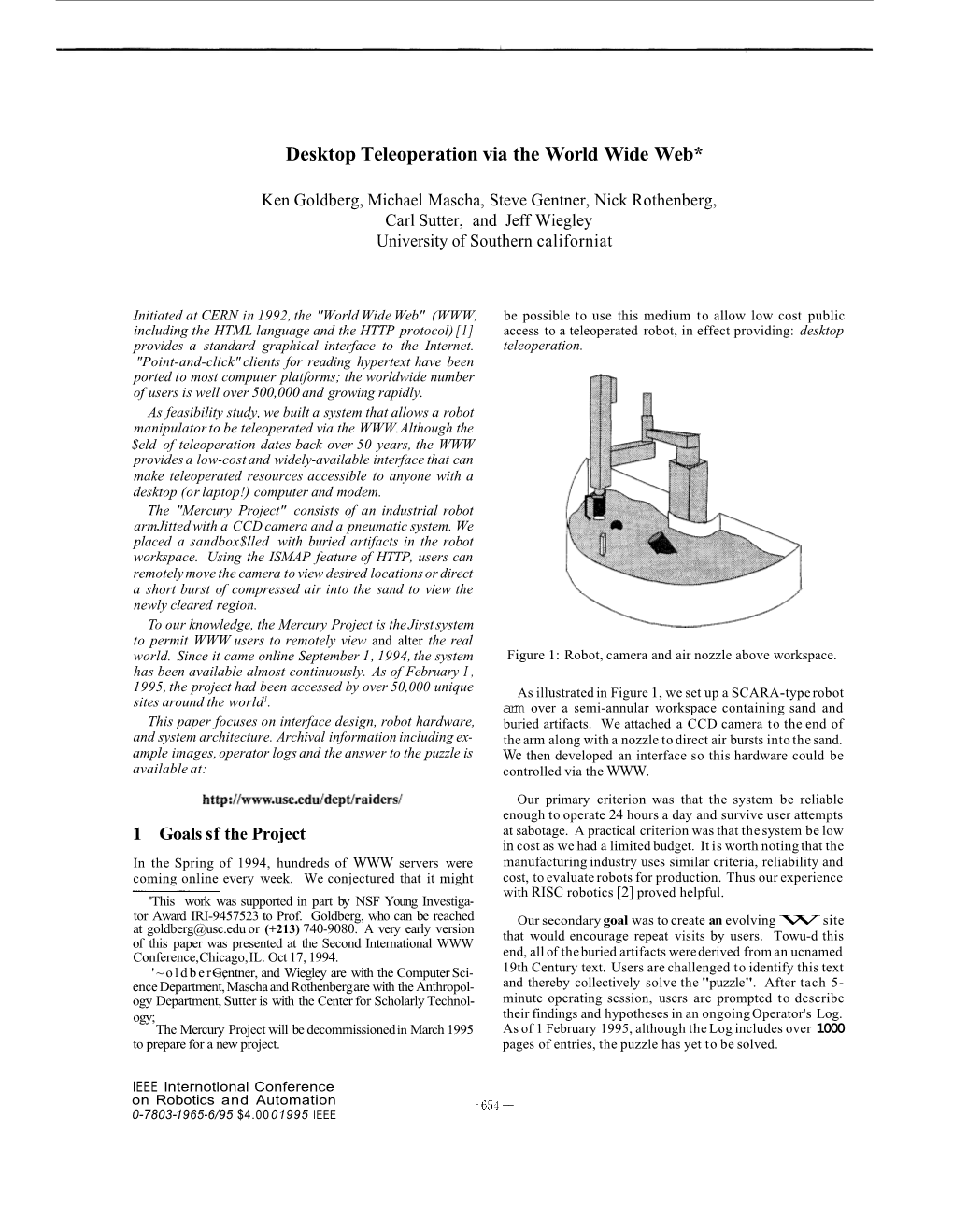 Desktop Teleoperation Via the World Wide Web*