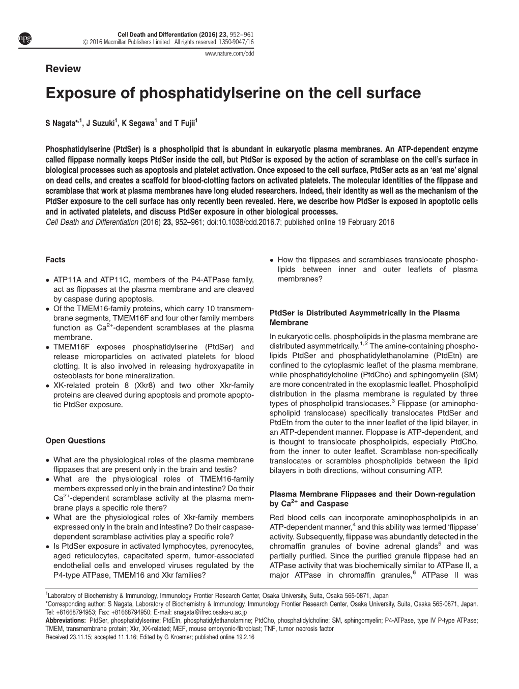 Exposure of Phosphatidylserine on the Cell Surface