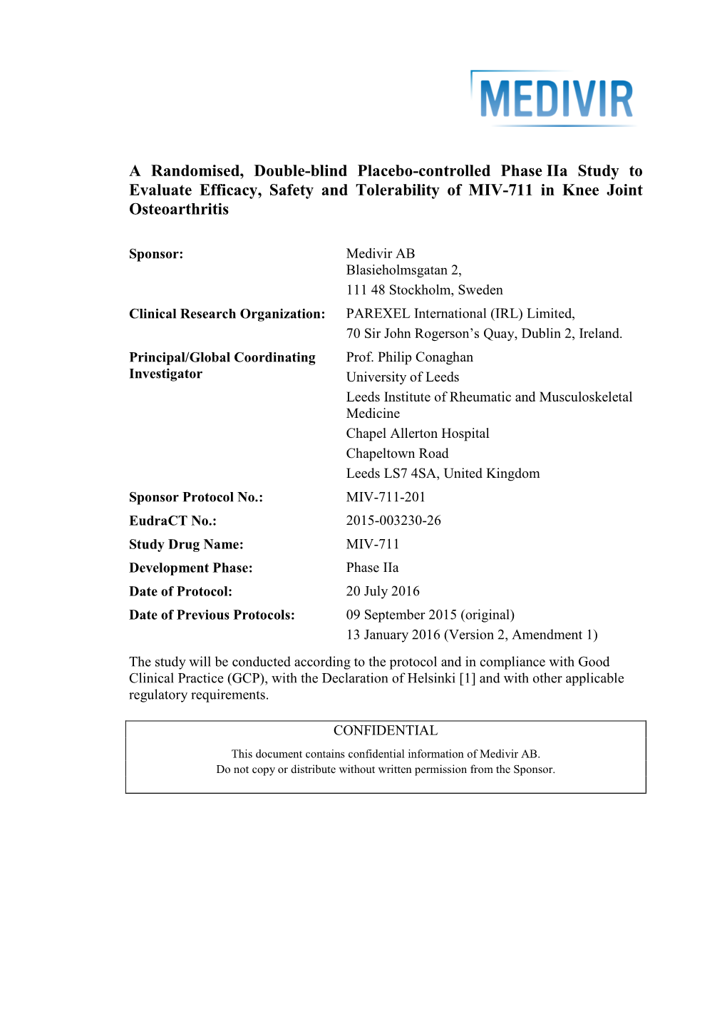 Study Protocol MIV-711-201 CONFIDENTIAL