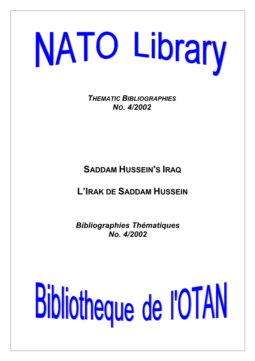 Bibliographies Thématiques No. 4/2002 NO. 4/2002