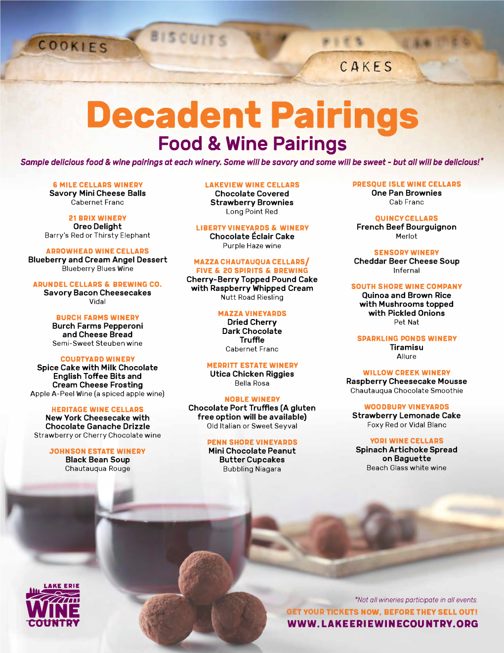 Decadent Pairings Menu