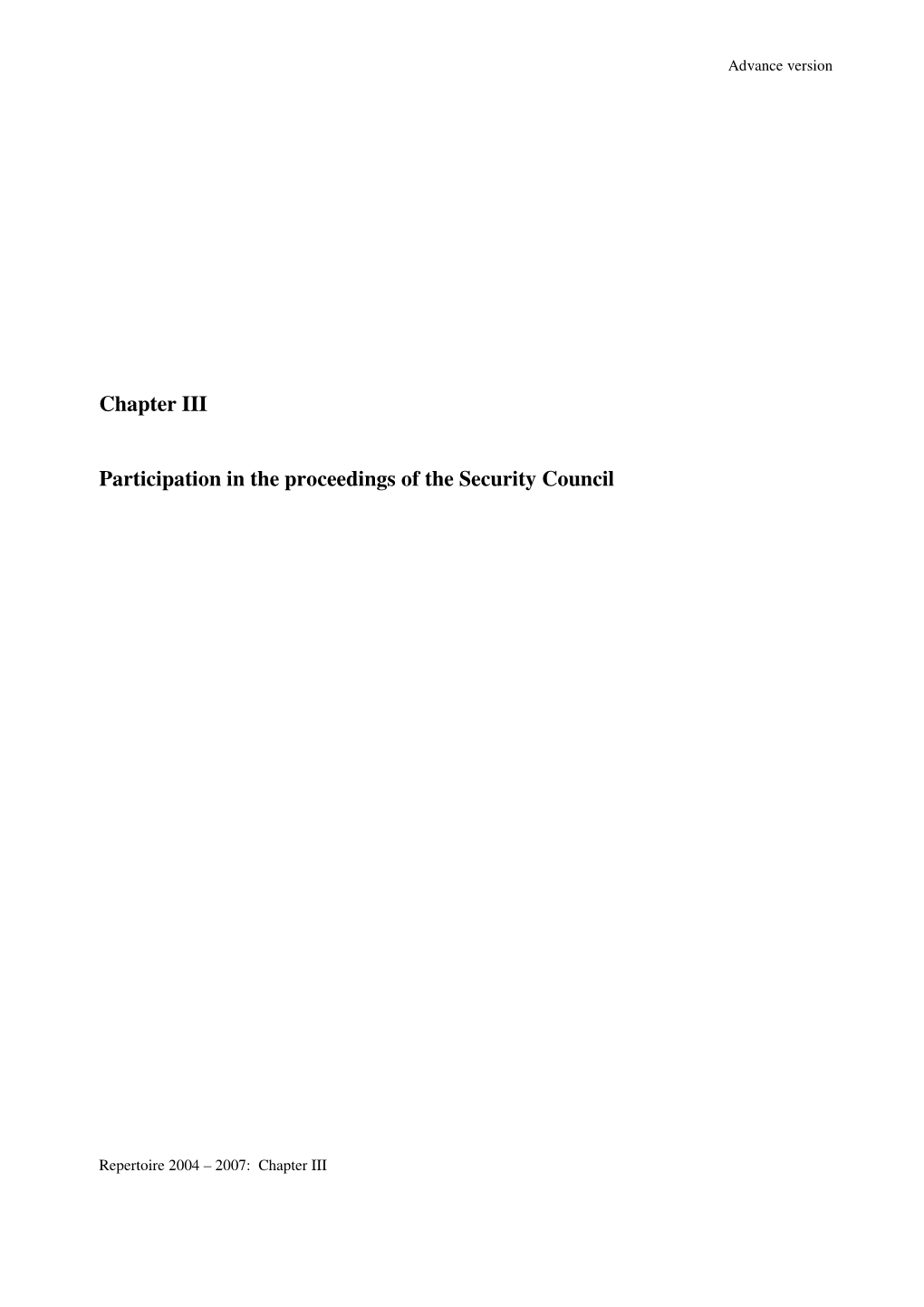 Chapter III Participation in the Proceedings Of