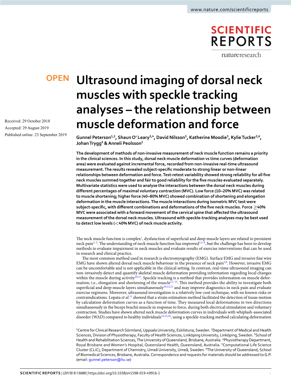 Ultrasound Imaging of Dorsal Neck Muscles with Speckle Tracking