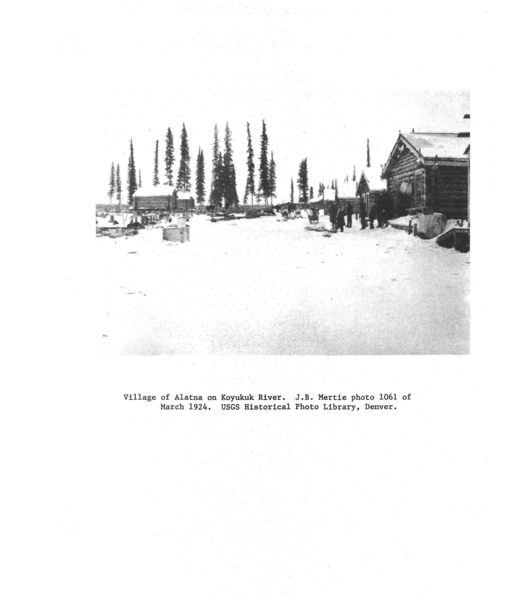 Village of Alatna on Koyukuk River. J.B. Mertie Photo 1061 of March 1924