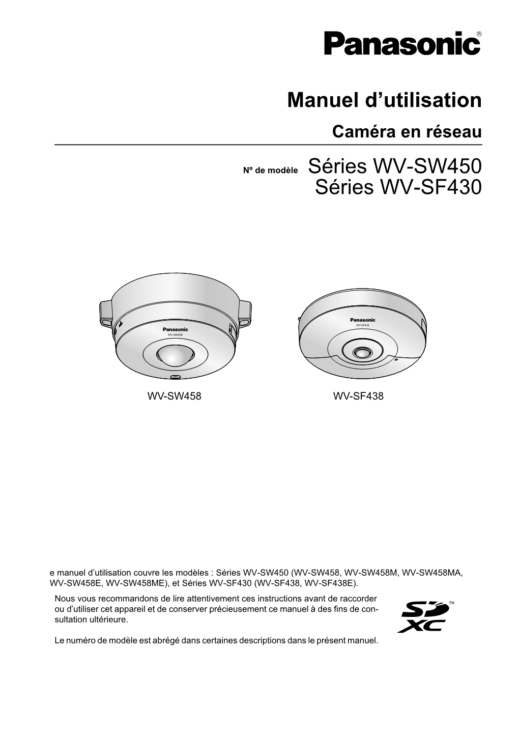 Manuel D'utilisation Séries WV-SF430