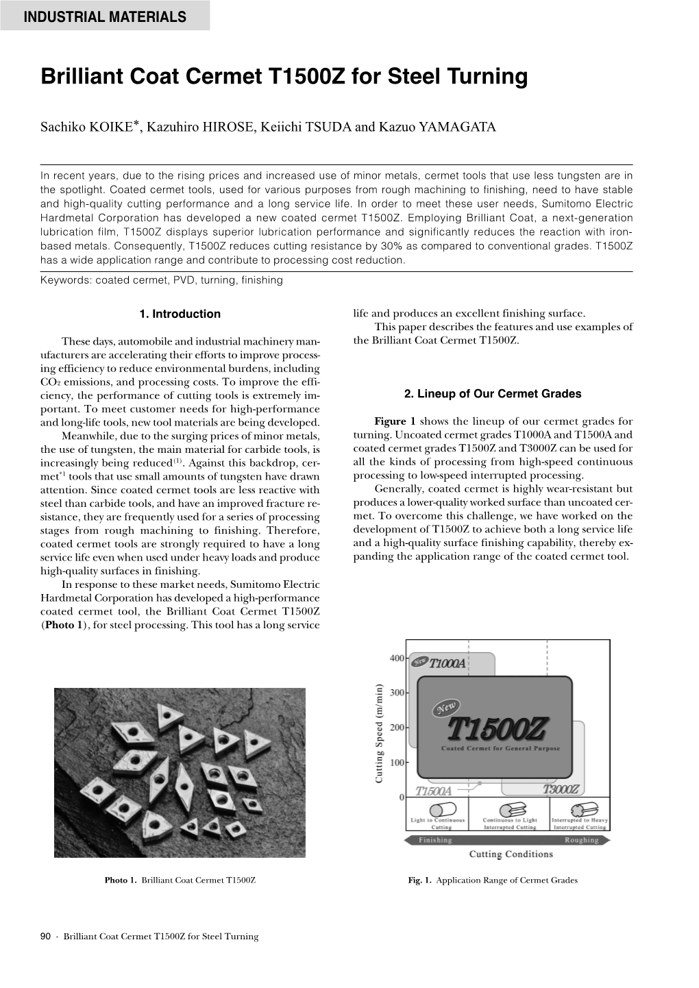 Brilliant Coat Cermet T1500Z for Steel Turning Pdf 1.6 MB