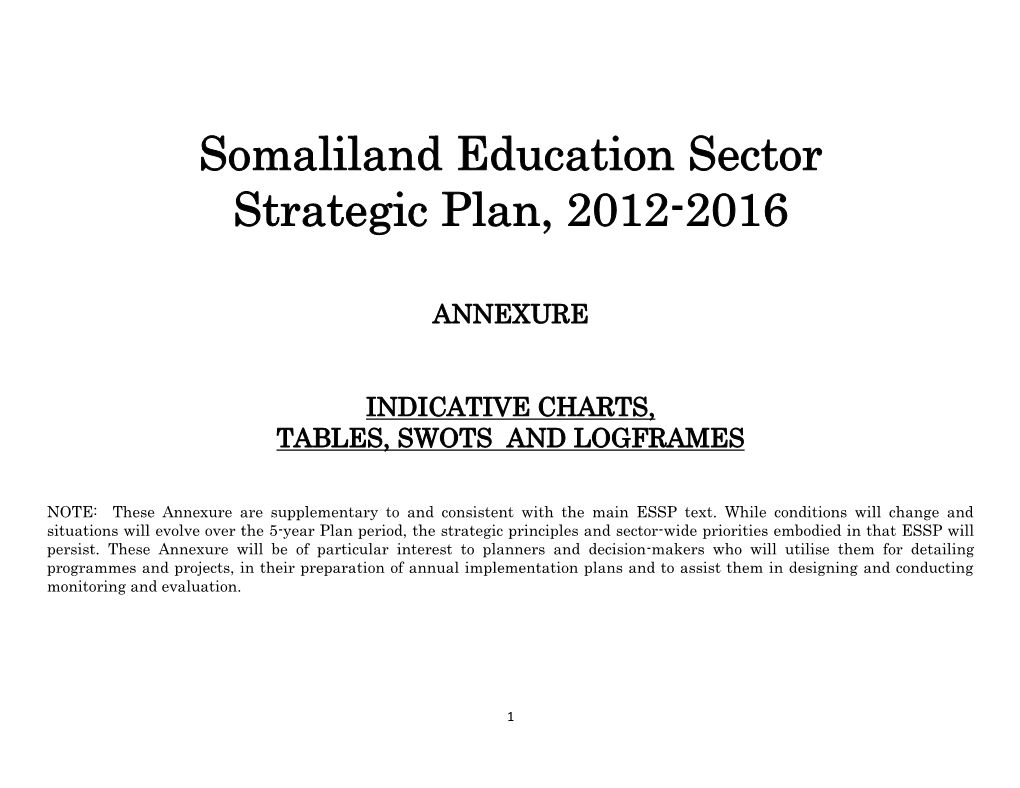 Somaliland Education Sector Strategic Plan, 2012-2016