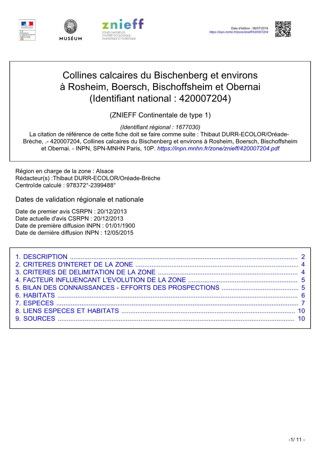 Collines Calcaires Du Bischenberg Et Environs À Rosheim, Boersch, Bischoffsheim Et Obernai (Identifiant National : 420007204)