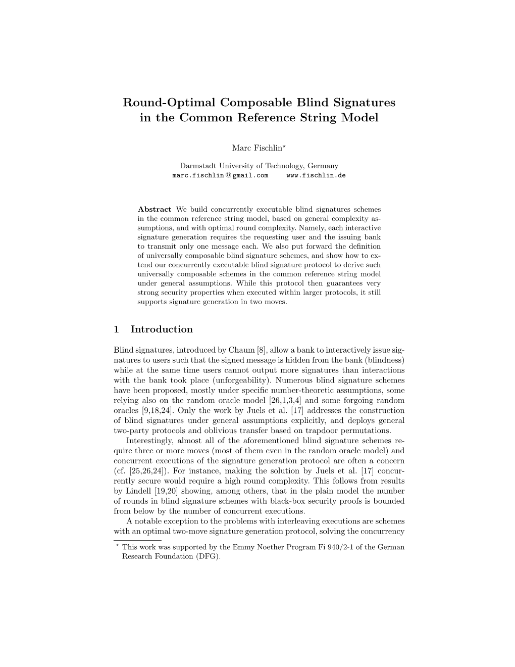 Round-Optimal Composable Blind Signatures in the Common Reference String Model