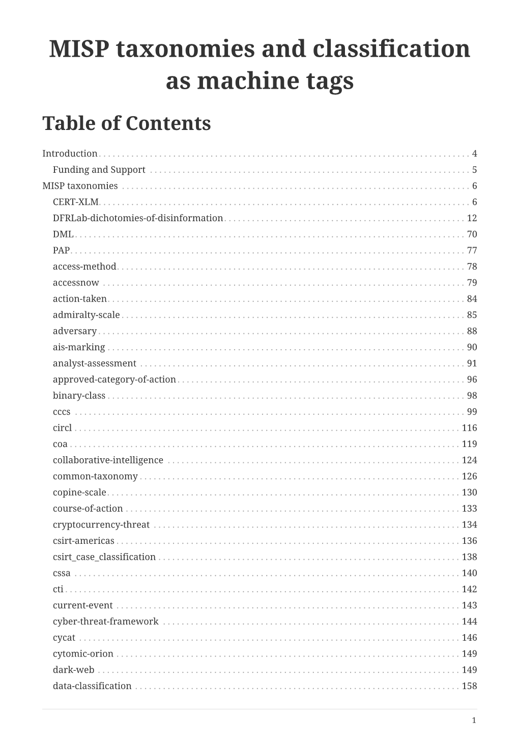 MISP Taxonomies and Classification As Machine Tags