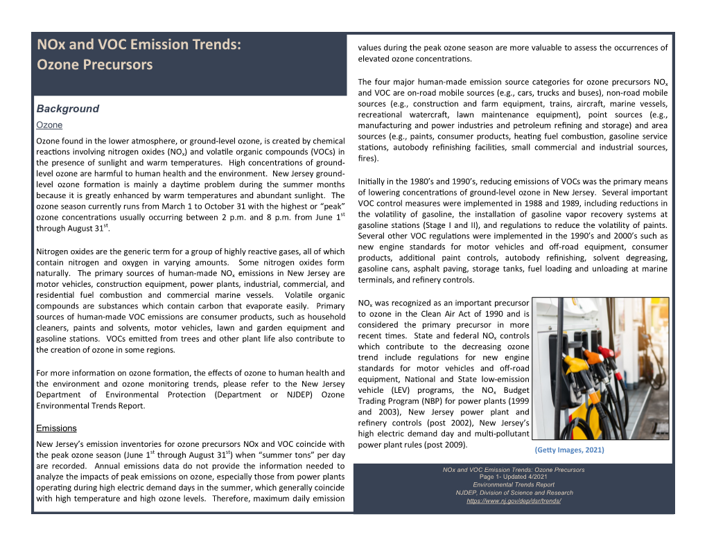 Nox and VOC Emission Trends: Ozone Precursors