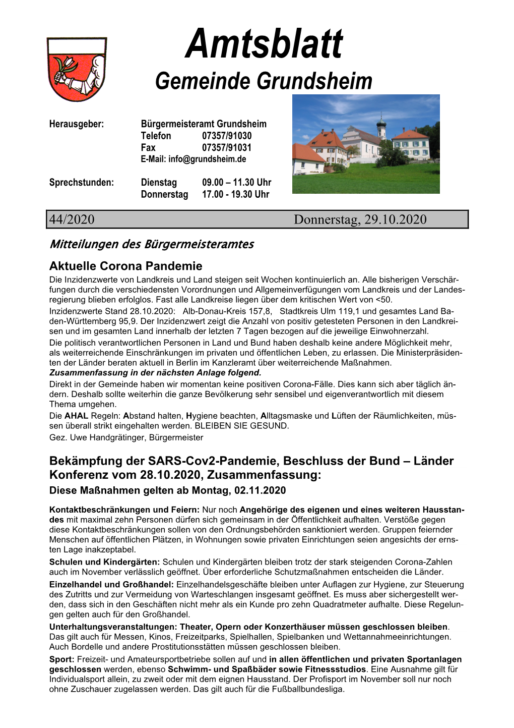 Amtsblatt Gemeinde Grundsheim