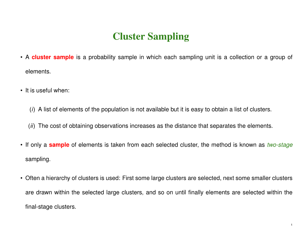 Cluster Sampling