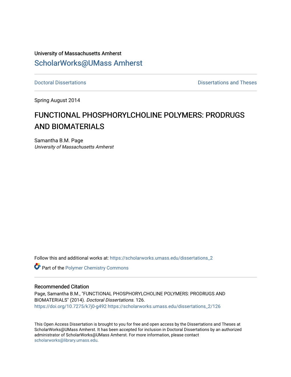 Functional Phosphorylcholine Polymers: Prodrugs and Biomaterials