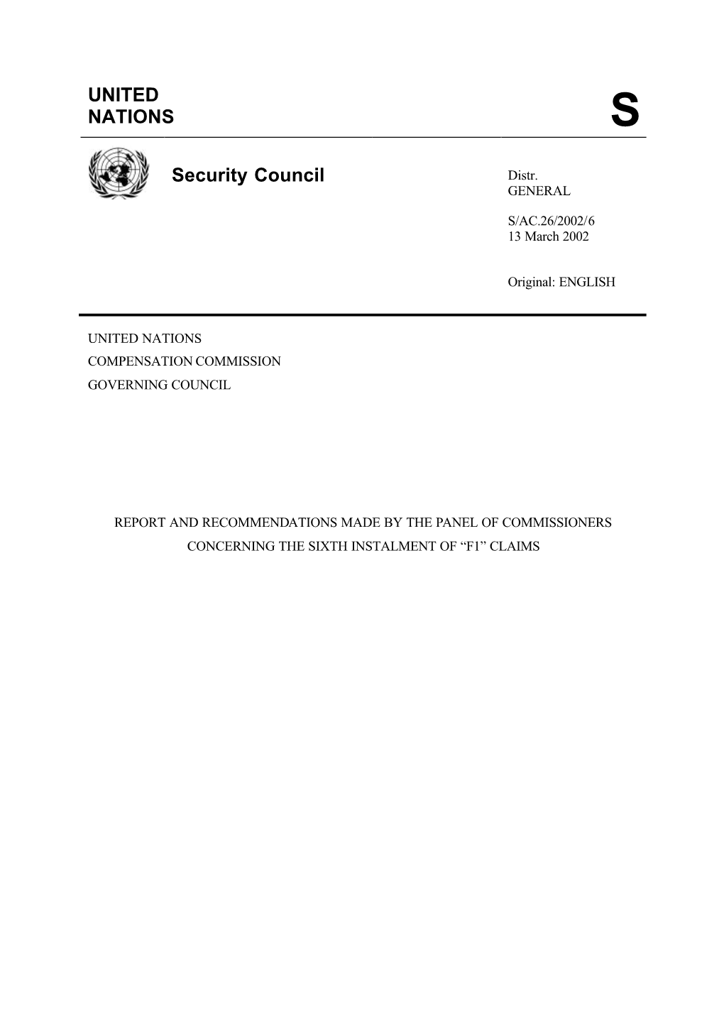 UNITED NATIONS Security Council