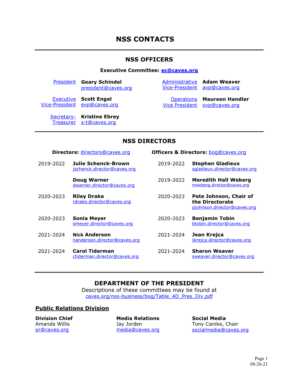 Nss Contacts