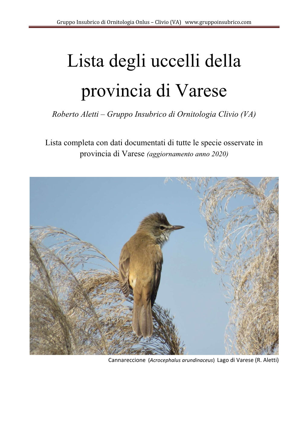 Lista Degli Uccelli Della Provincia Di Varese