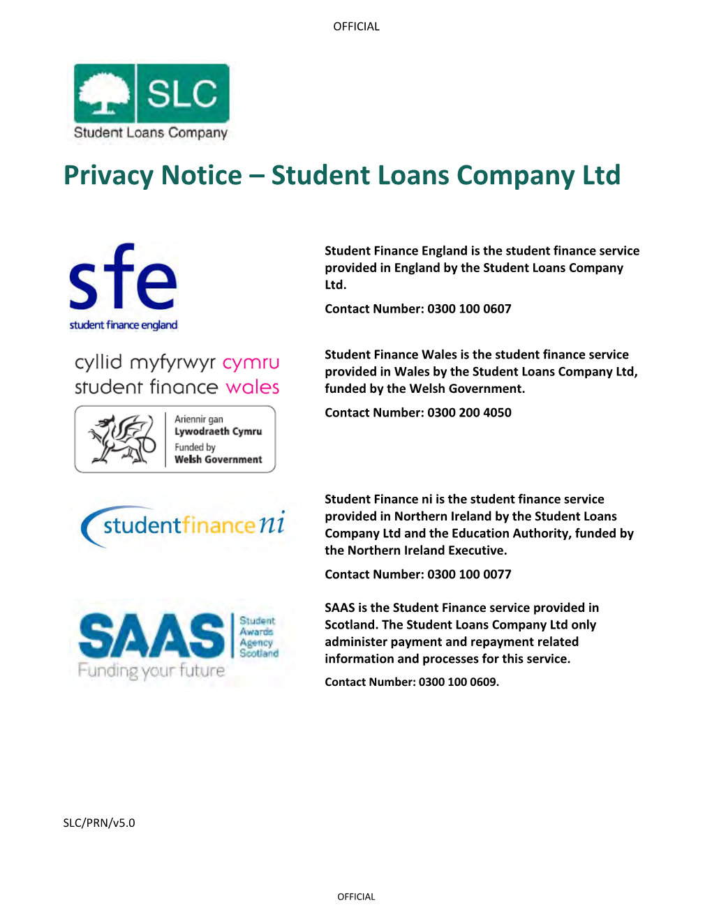 Privacy Notice – Student Loans Company Ltd