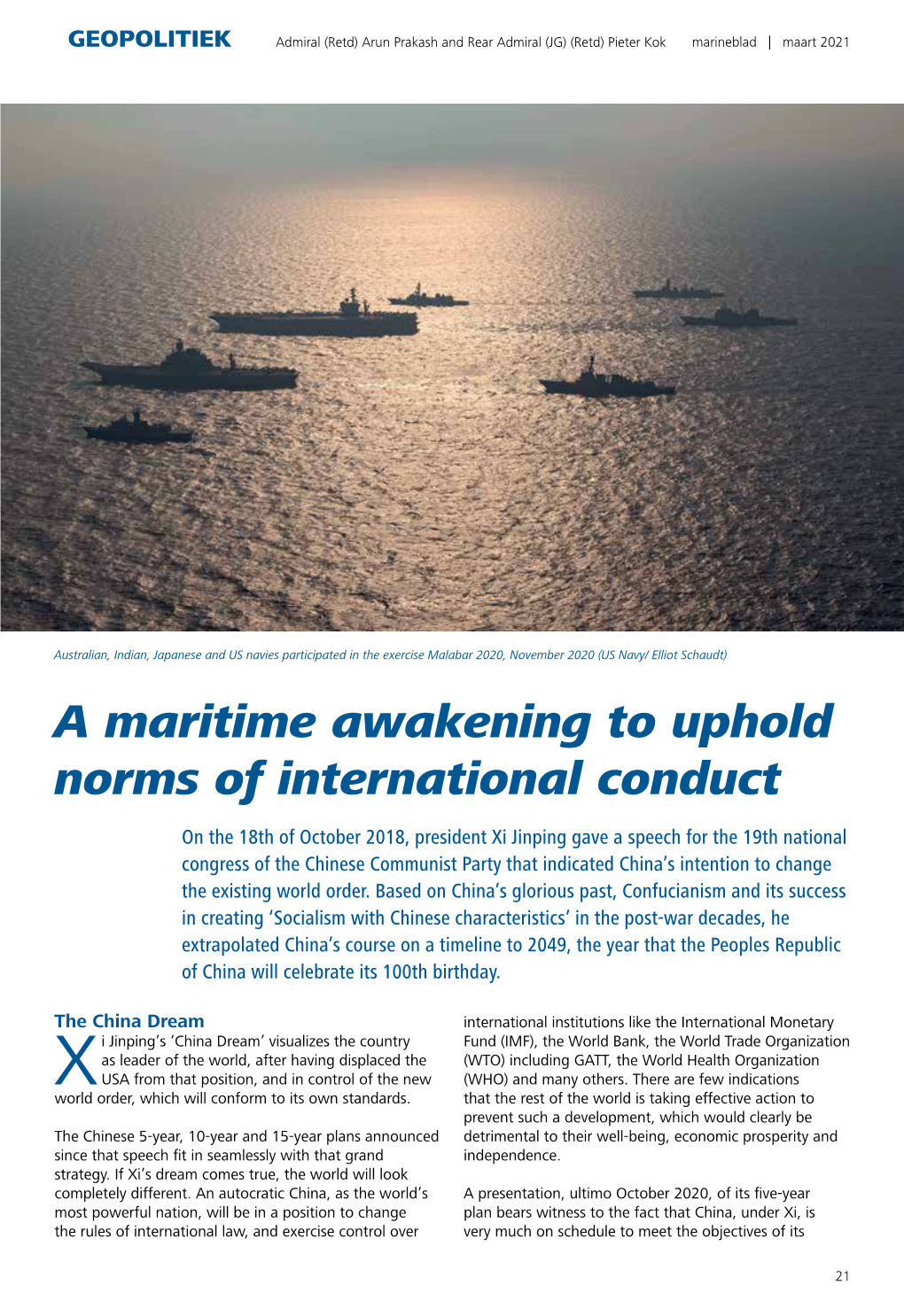 A Maritime Awakening to Uphold Norms of International Conduct