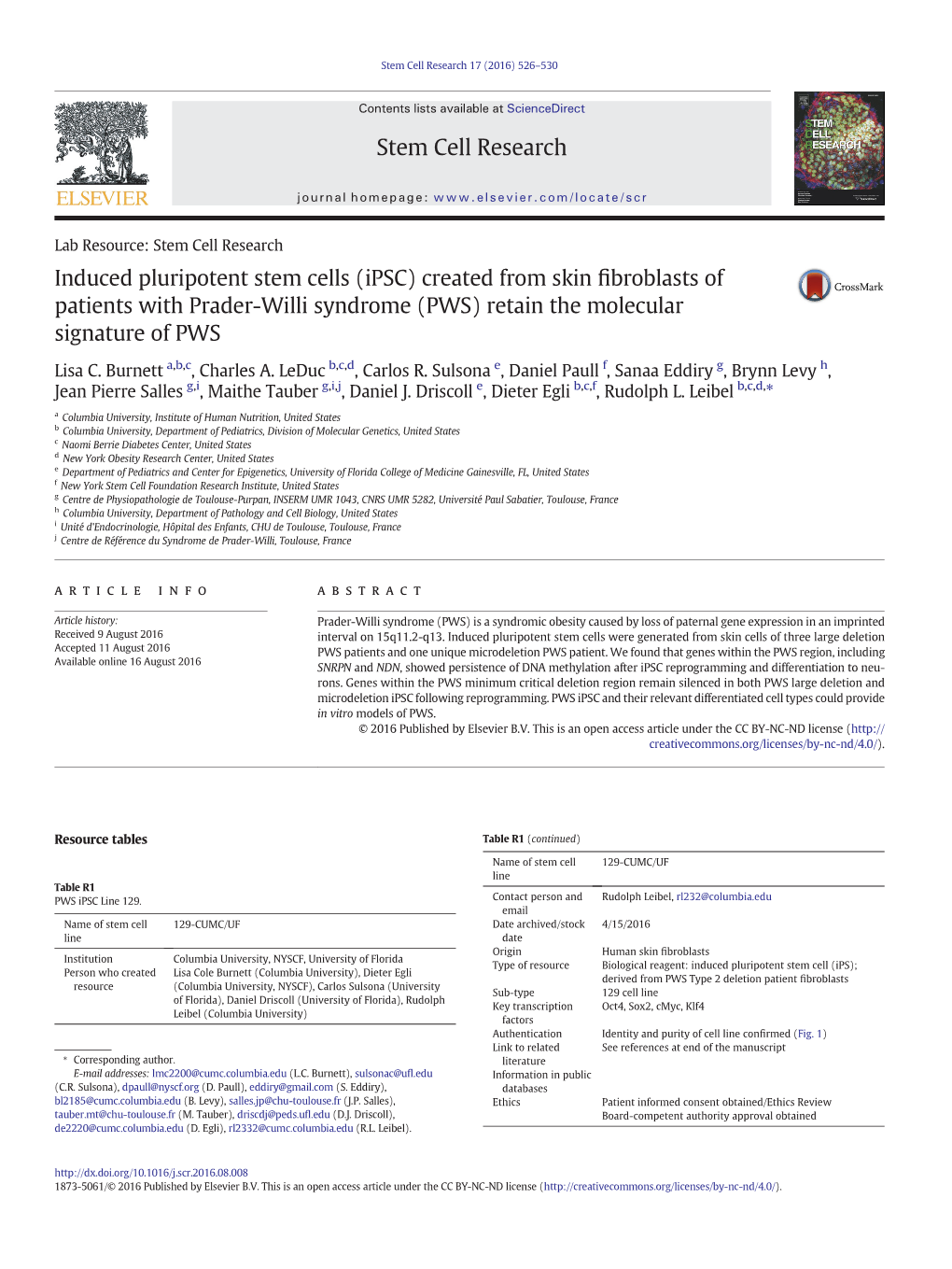 Induced Pluripotent Stem Cells (Ipsc) Created from Skin ﬁbroblasts of Patients with Prader-Willi Syndrome (PWS) Retain the Molecular Signature of PWS