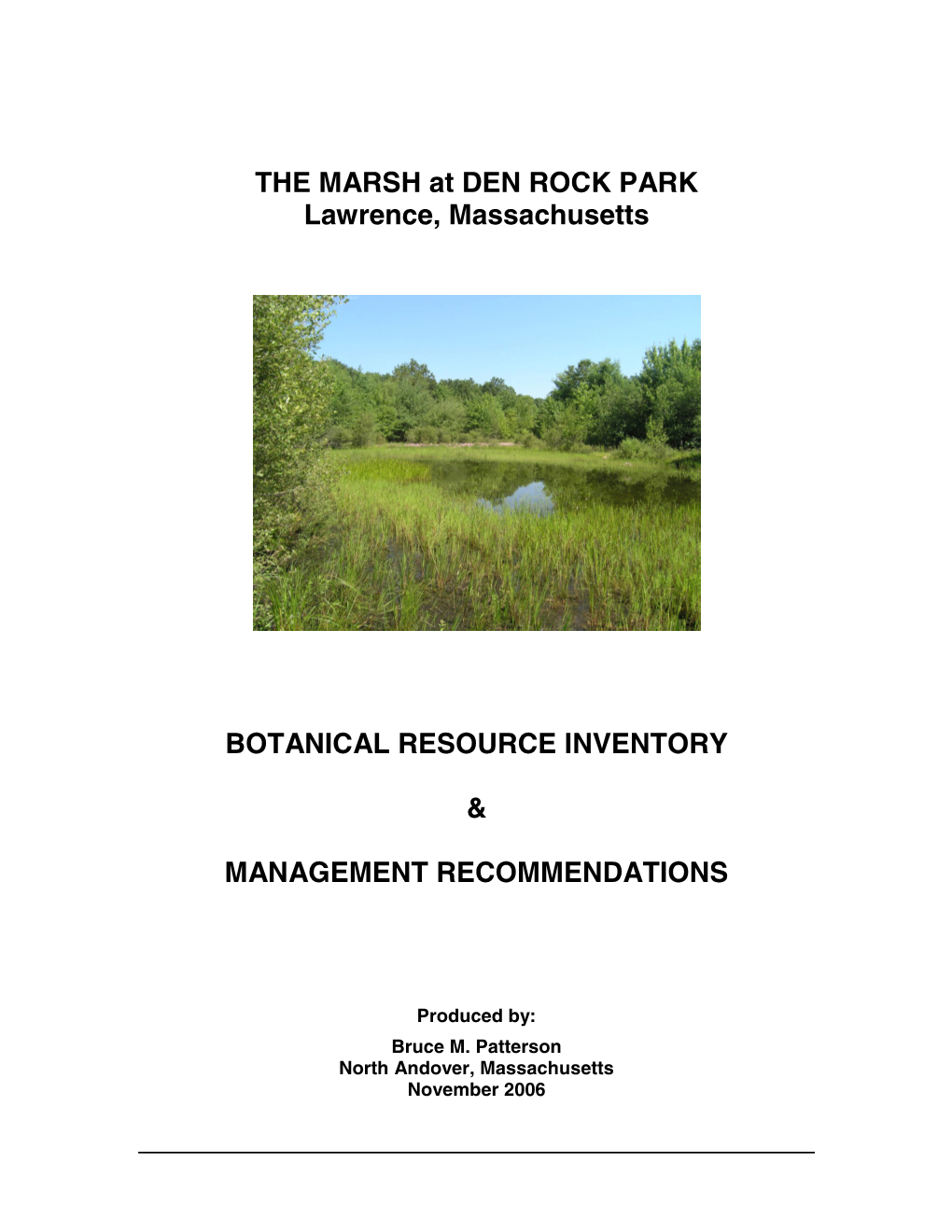 The Marsh at Den Rock Park Report