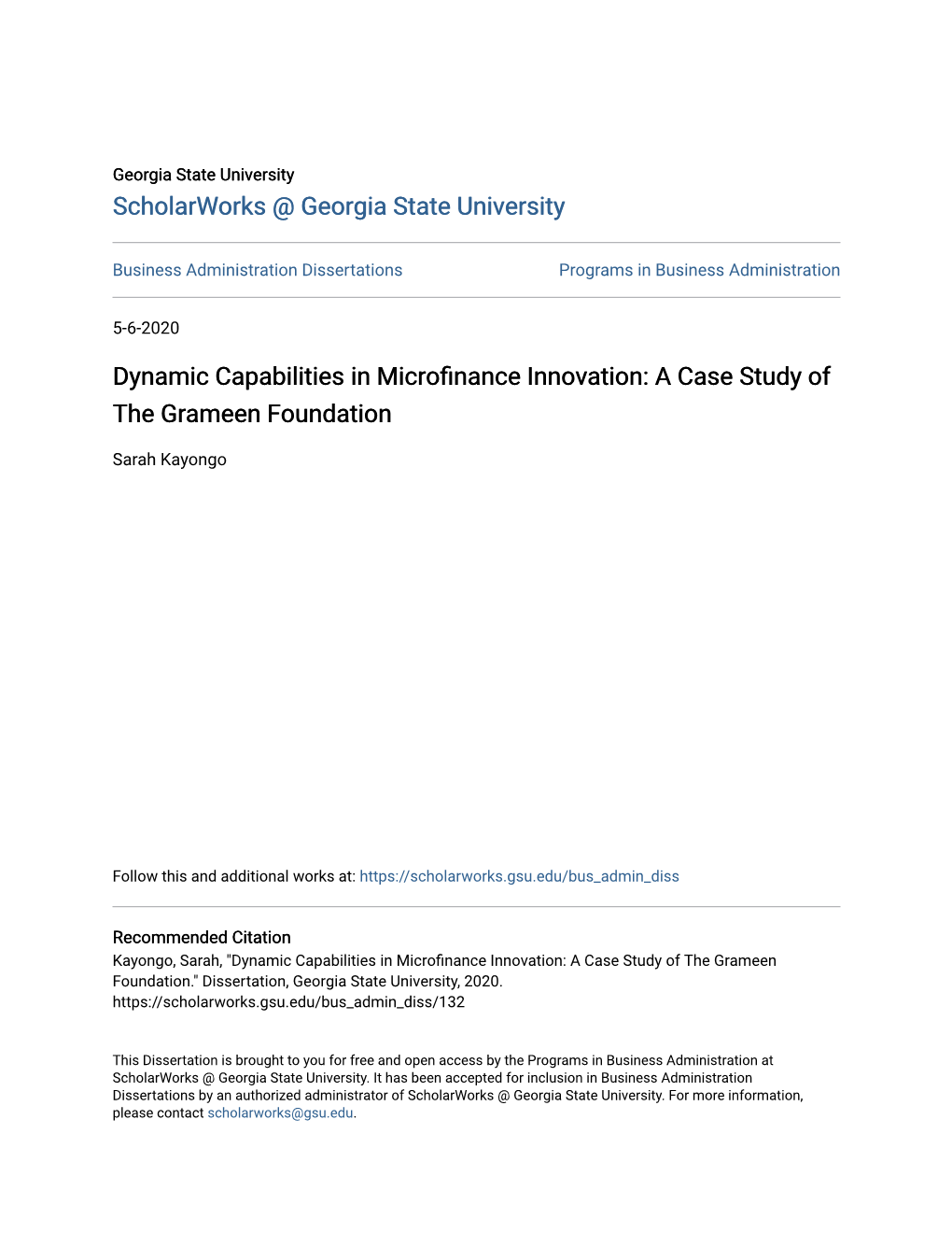 Dynamic Capabilities in Microfinance Innovation: a Case Study of the Grameen Foundation