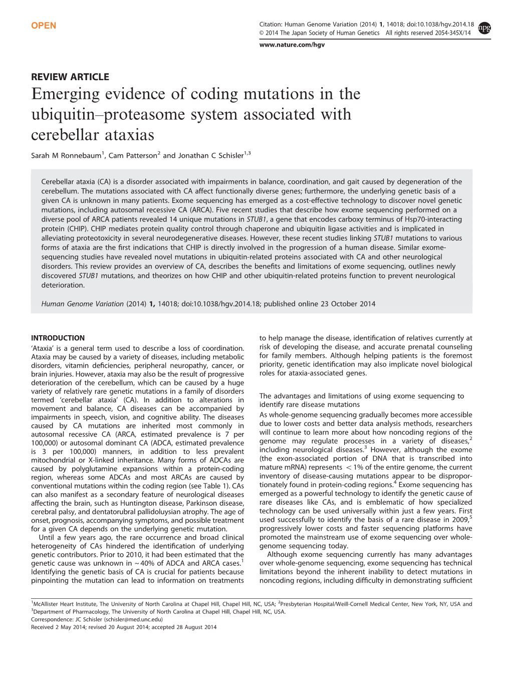 Emerging Evidence of Coding Mutations in the Ubiquitin–Proteasome System Associated with Cerebellar Ataxias