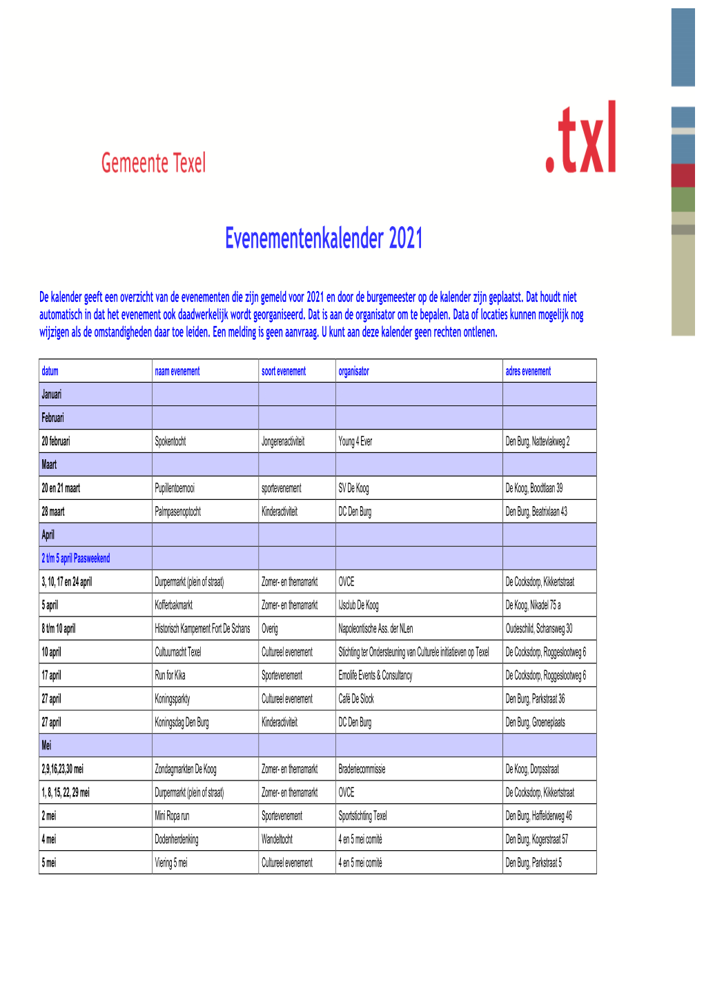 Evenementenkalender 2021 (Pdf)