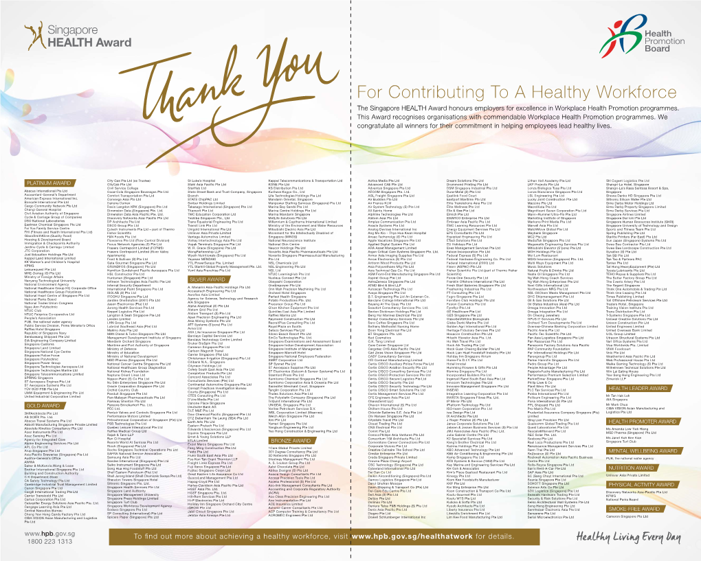 Singapore Health Award Congratulatory Ad 674X540mm