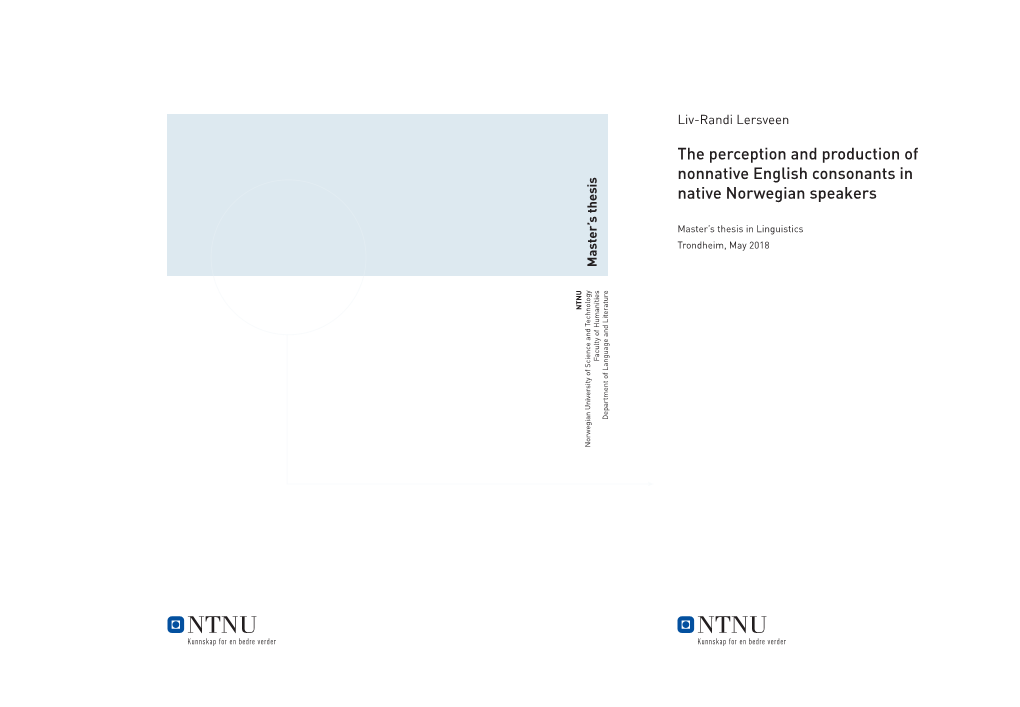 The Perception and Production of Nonnative English Consonants In