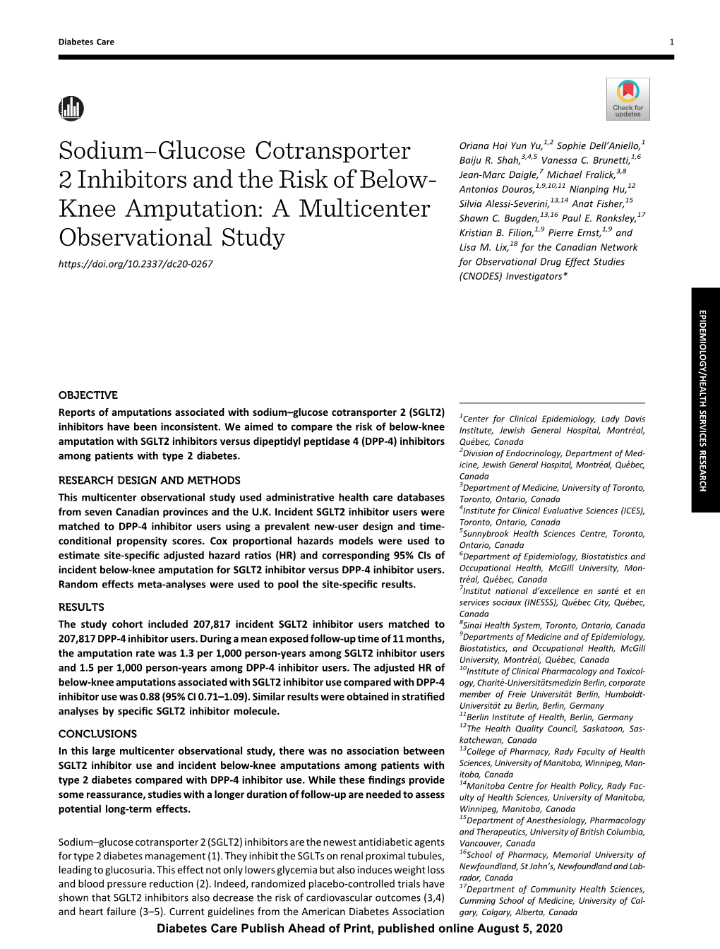 Sodium–Glucose Cotransporter 2 Inhibitors and the Risk of Below
