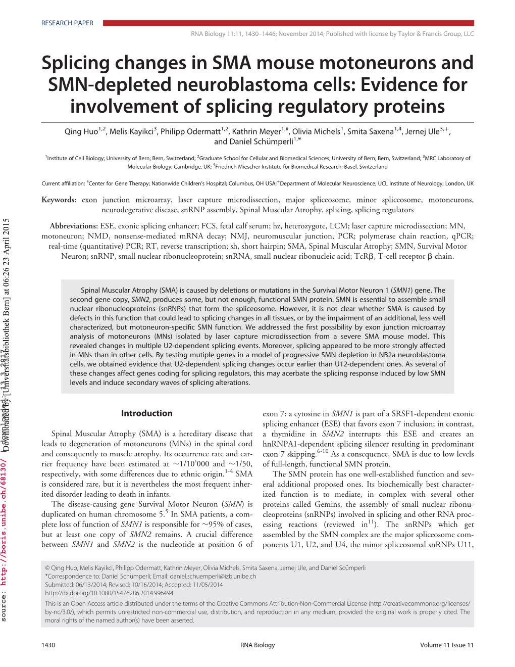 Evidence for Involvement of Splicing Regulatory Proteins